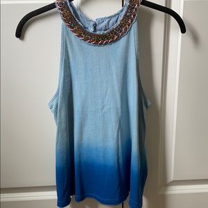 FREE PEOPLE ombré embroidered top